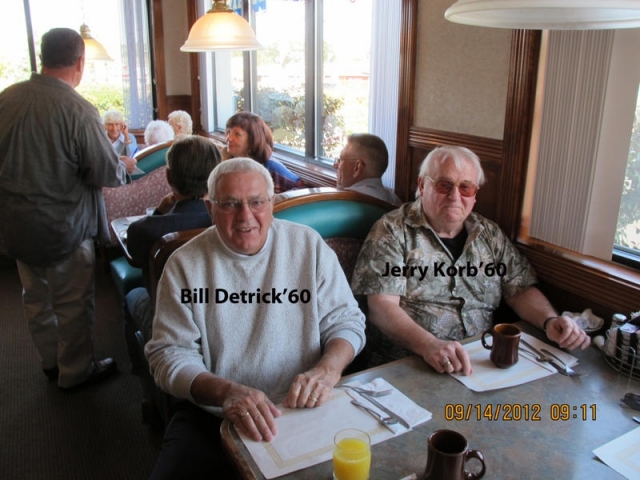 Bill Diedrich with Jerry Korb at Blackshirt Breakfast Group.  Korbie somehow forgot the Friday & Saturday night events.