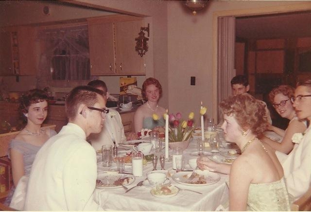 L - R starting bottom end of table:  Roger Found, Kathy Bergo, Dave Christensen (face not visible), Jeanne Woller, Bill Hamilton (partially visible), Nancy Glaeser, George Gutsche and Karen Adams
